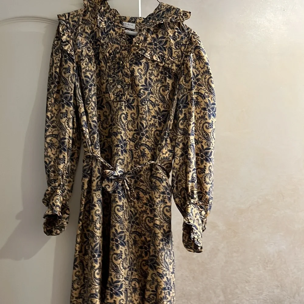 SANDRO Floral Print Mini Dress GOLD BLUE Mini Dresses - Picture 6 of 8